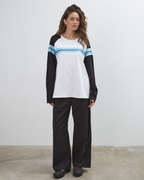 Duty Raglan L/S - Black/White/Blue - Commonplace Essentials