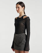 Long Sleeve Cut Out Top - Black - Summi Summi