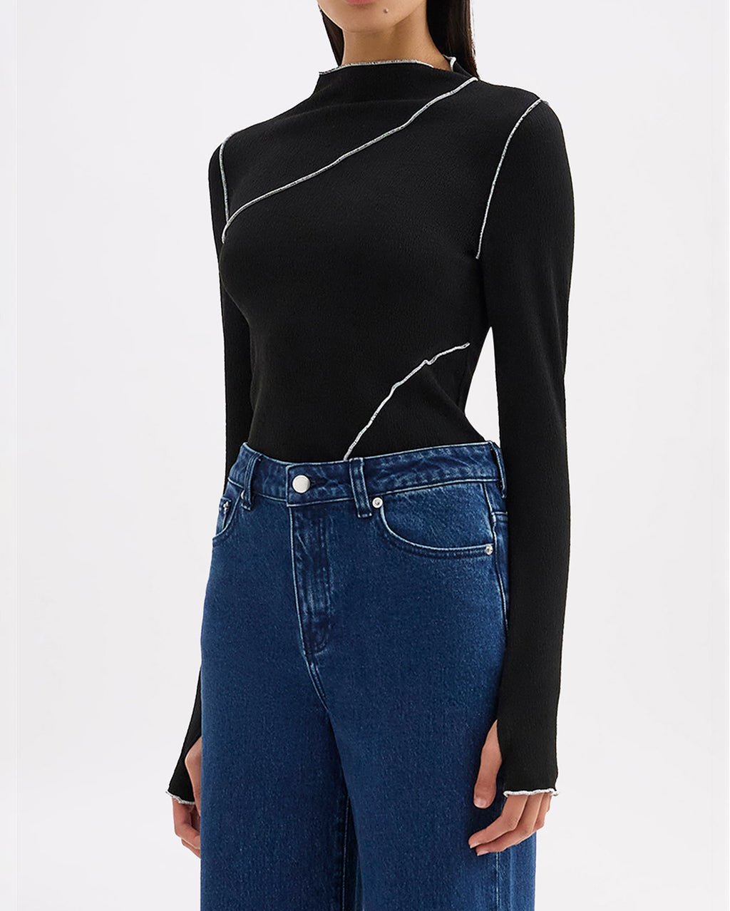 Aslan Long Sleeve Top - Black - Nude Lucy