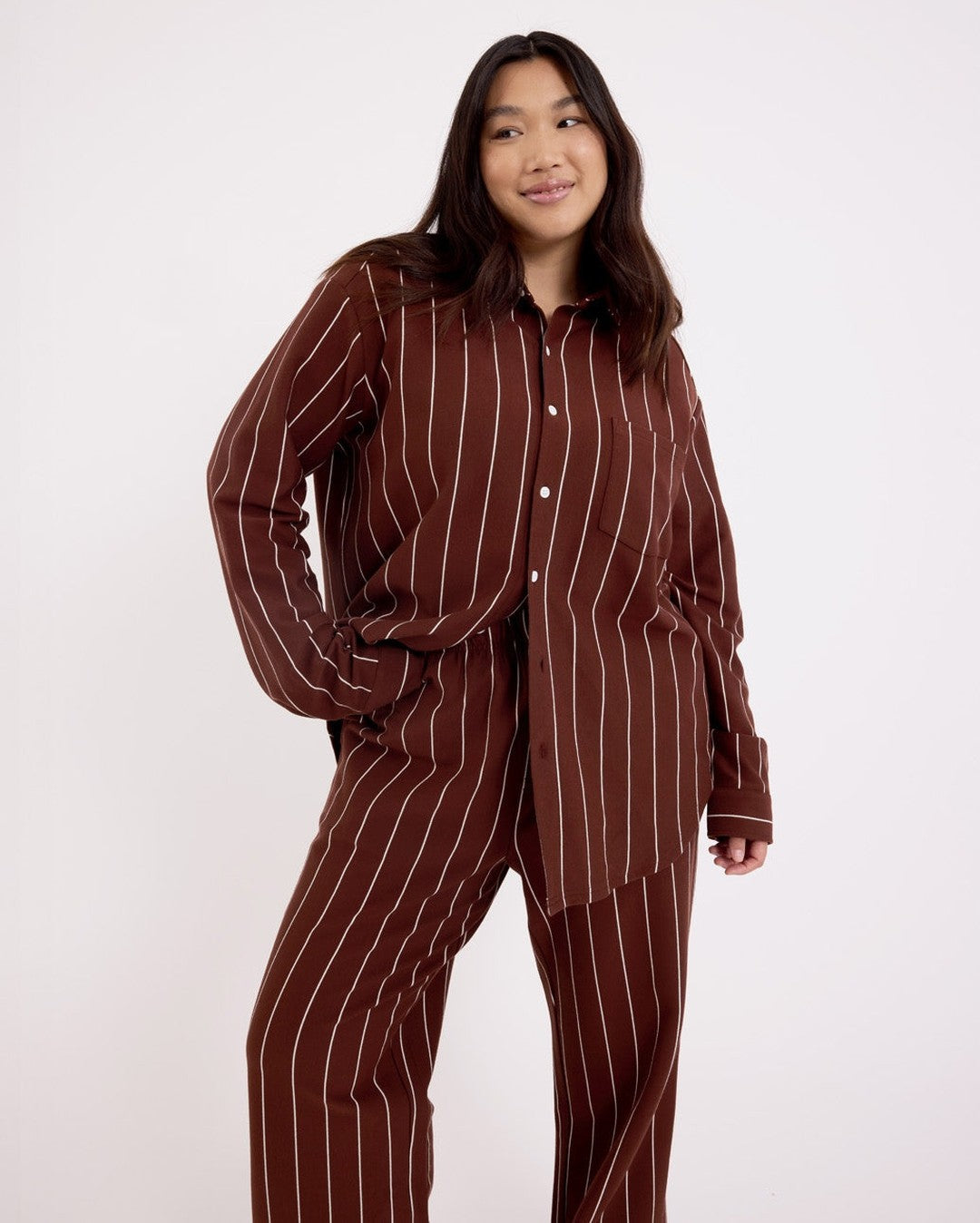 Long Sleeve Sleep Shirt - Mahogany - Hommey