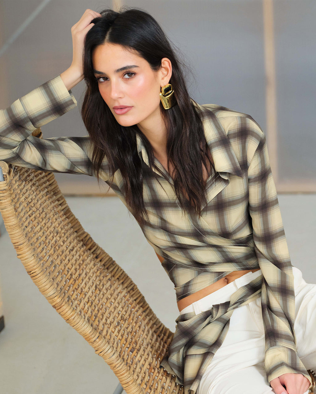 Eloise Wrap Shirt - Check by Madison the Label - view 3