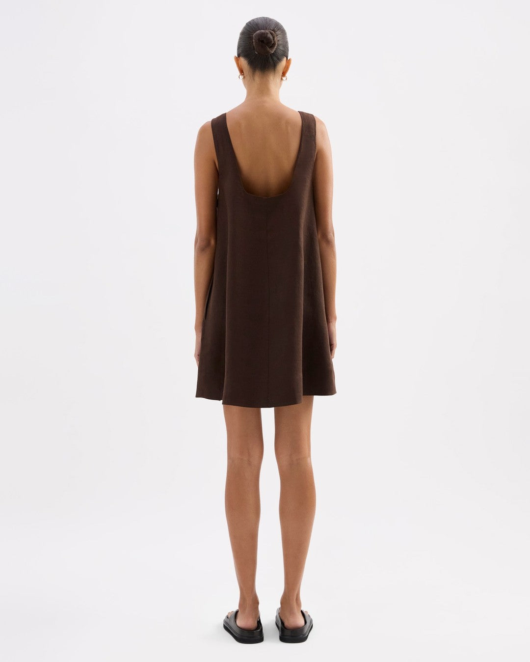 Nemi Linen Dress - Chocolate - Nude Lucy