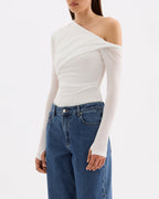 Piper Mesh Long Sleeve Top - Salt - Nude Lucy