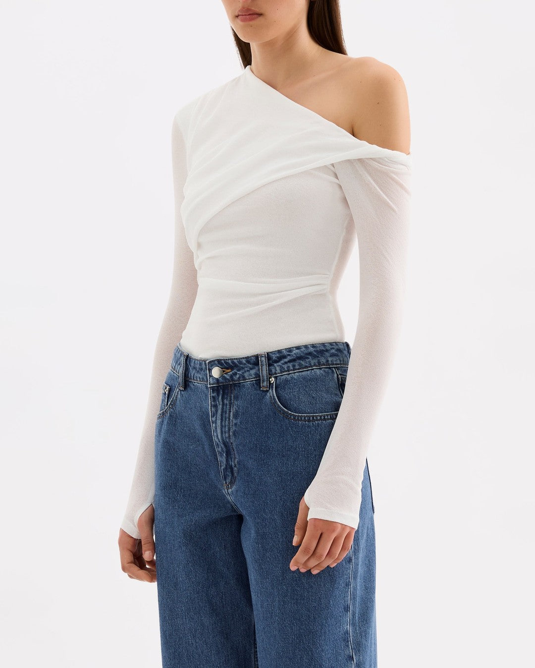 Piper Mesh Long Sleeve Top - Salt - Nude Lucy