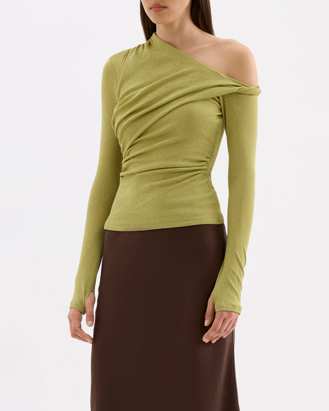 Piper Mesh Long Sleeve Top - Wasabi - Nude Lucy