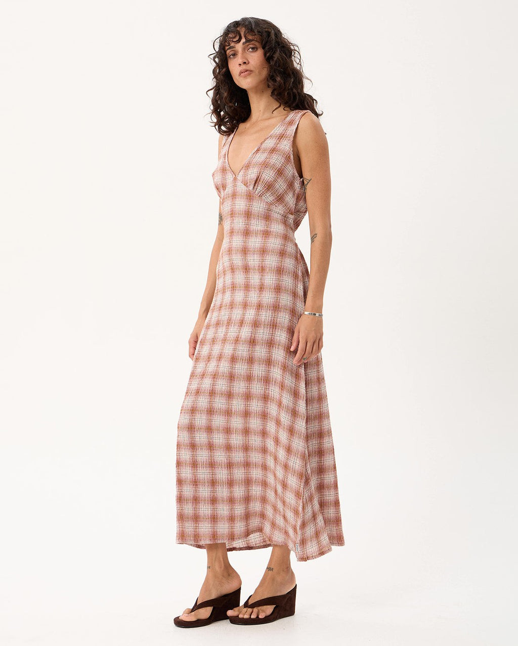 Tully Mirage - Hemp Seersucker Maxi Dress - Desert Check - Afends