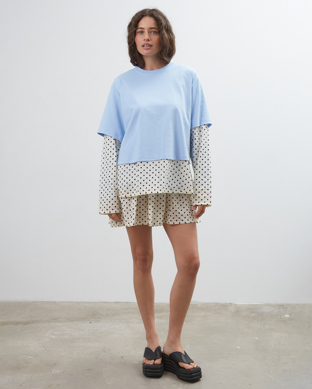Blue Crush LS Tee - Light Blue/Polka Dot - Commonplace Essentials
