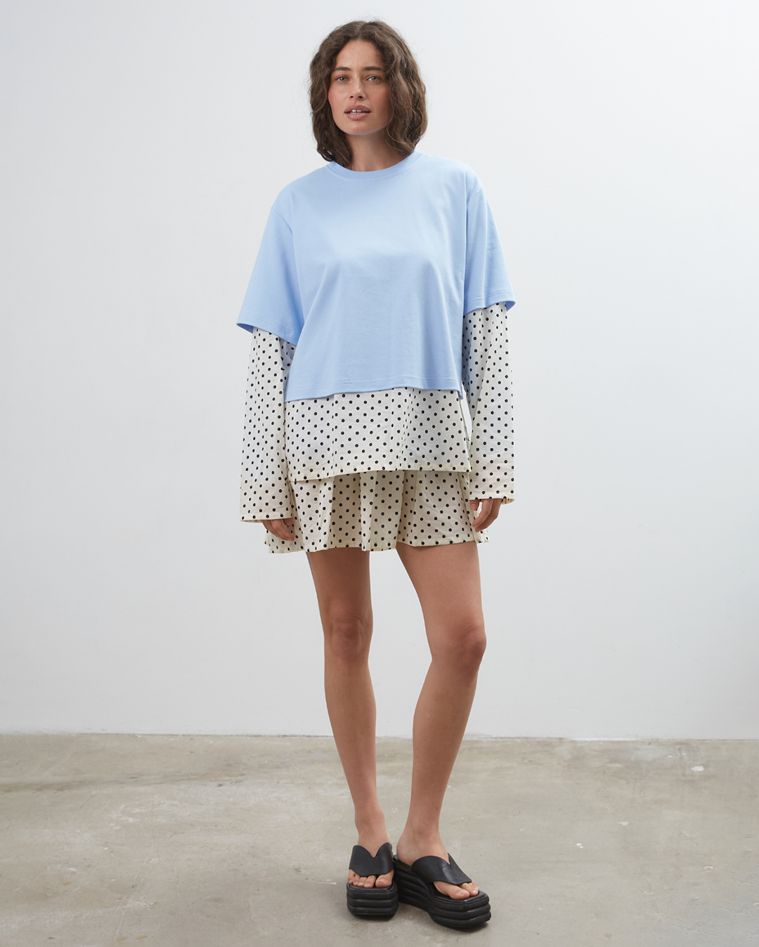 Blue Crush LS Tee - Light Blue/Polka Dot - Commonplace Essentials