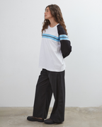Duty Raglan L/S - Black/White/Blue - Commonplace Essentials