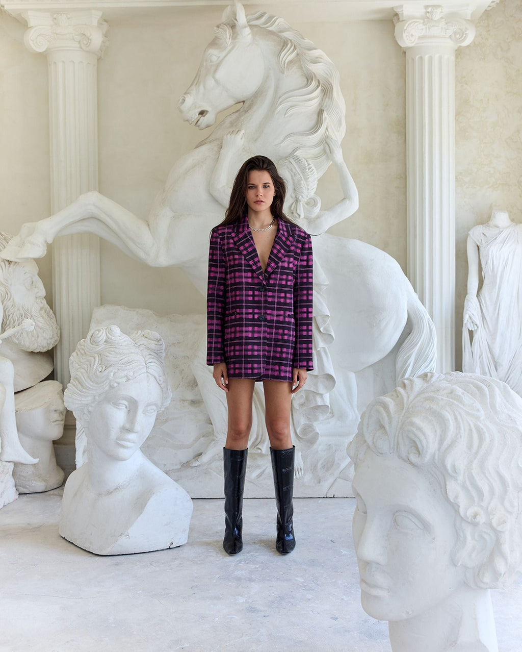 Oversized Blazer - Azalea Plaid - Summi Summi