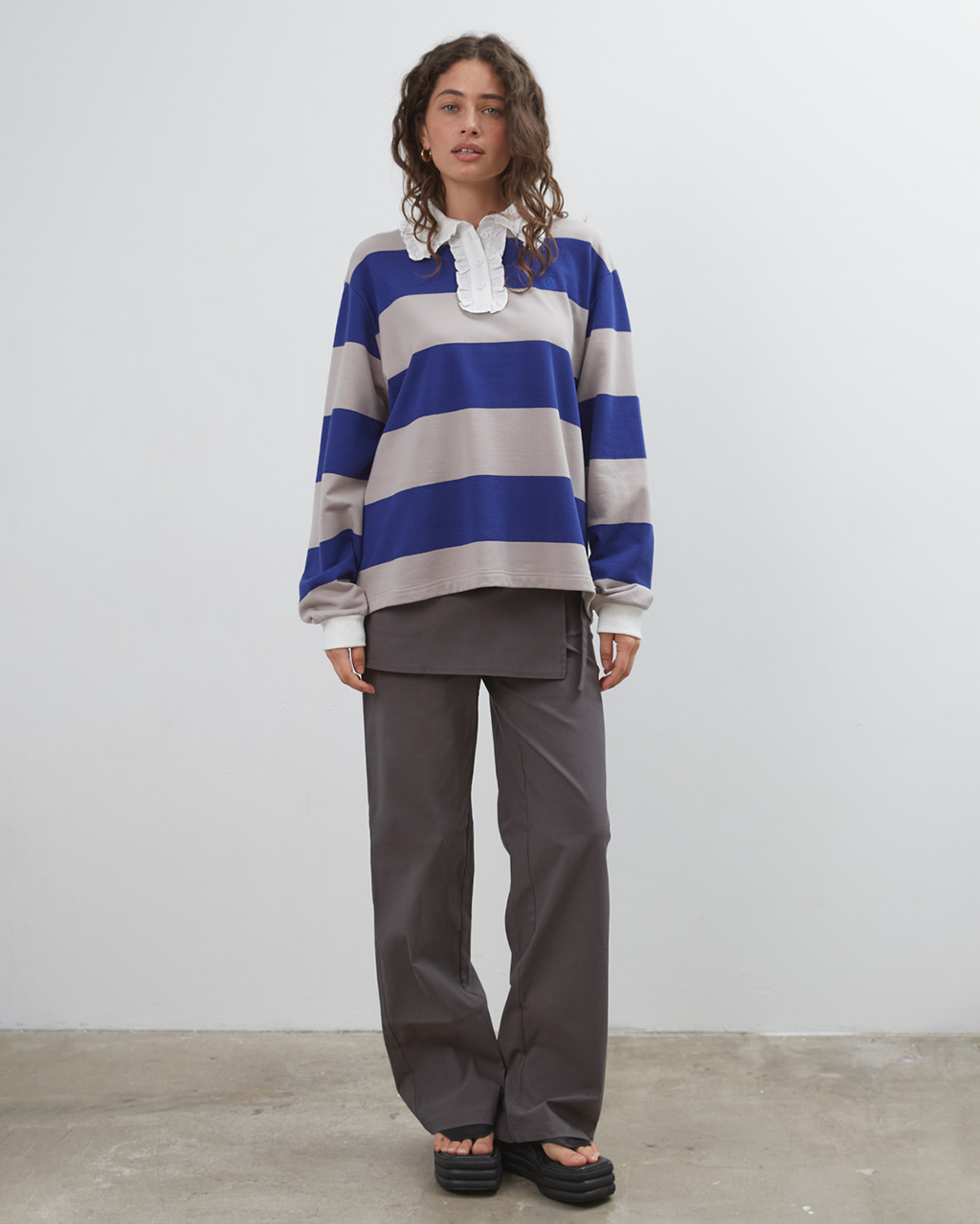 Ocean Frill Polo - Navy/Grey/White - Commonplace Essentials