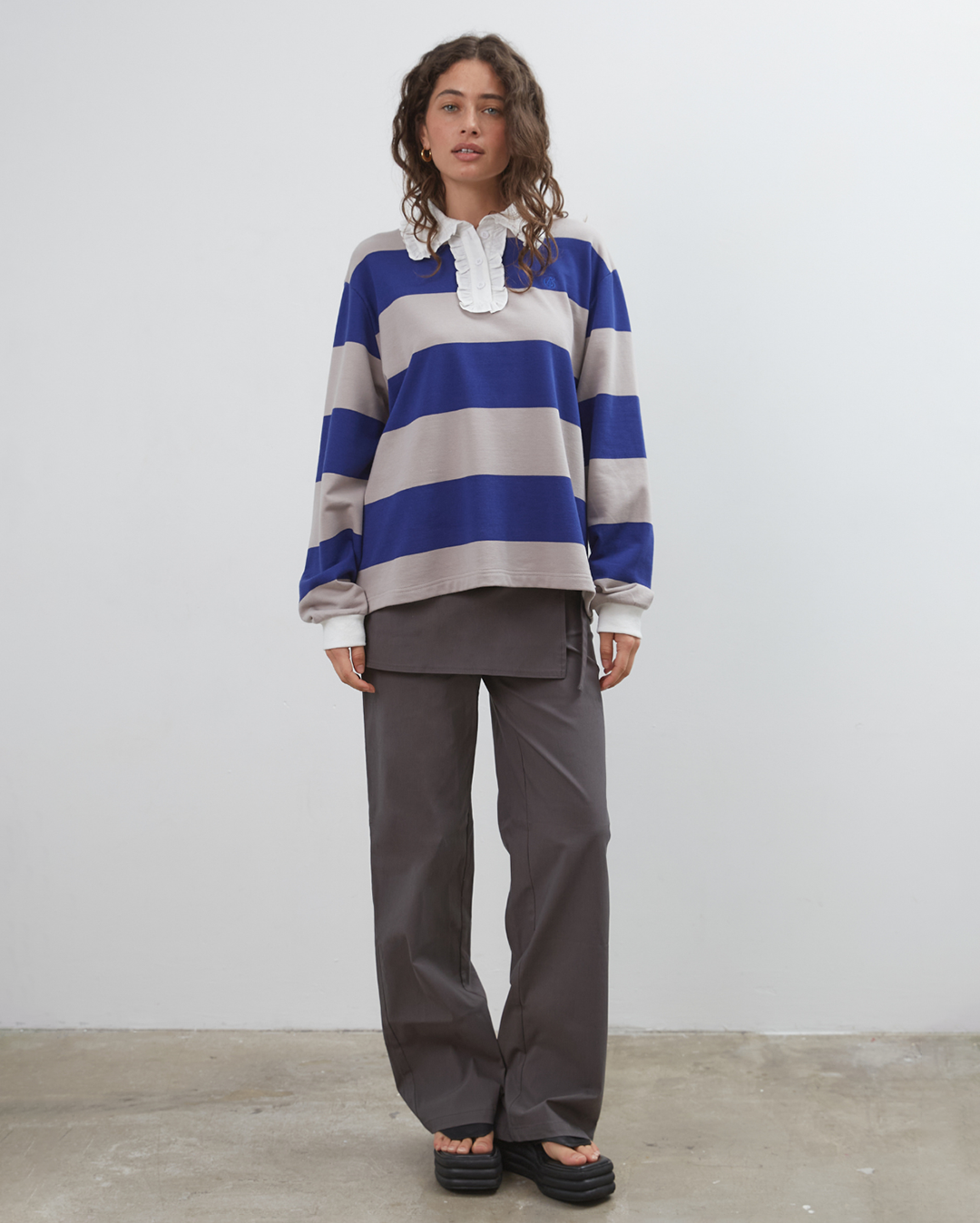 Ocean Frill Polo - Navy/Grey/White - Commonplace Essentials