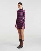 Long Sleeve Mini A-Line Dress - Azalea Plaid - Summi Summi