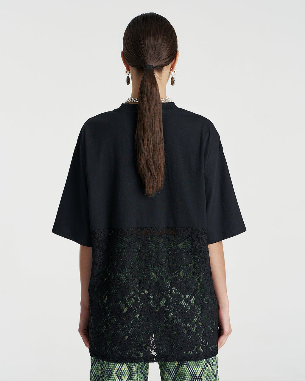 Lace Panel Tee - Black - Summi Summi