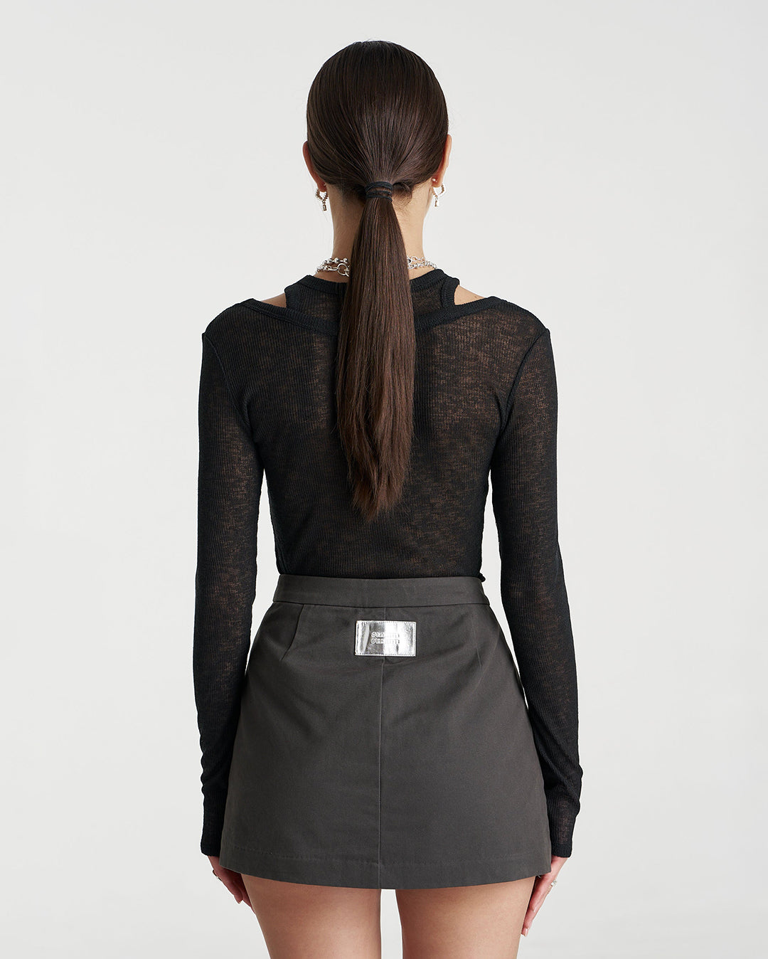 Long Sleeve Cut Out Top - Black - Summi Summi