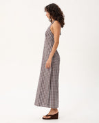 Alexa Echo - Recycled Halter Maxi Dress - Brown / Blue Check - Afends