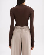 Aster Long Sleeve Mesh Top - Chocolate - Nude Lucy
