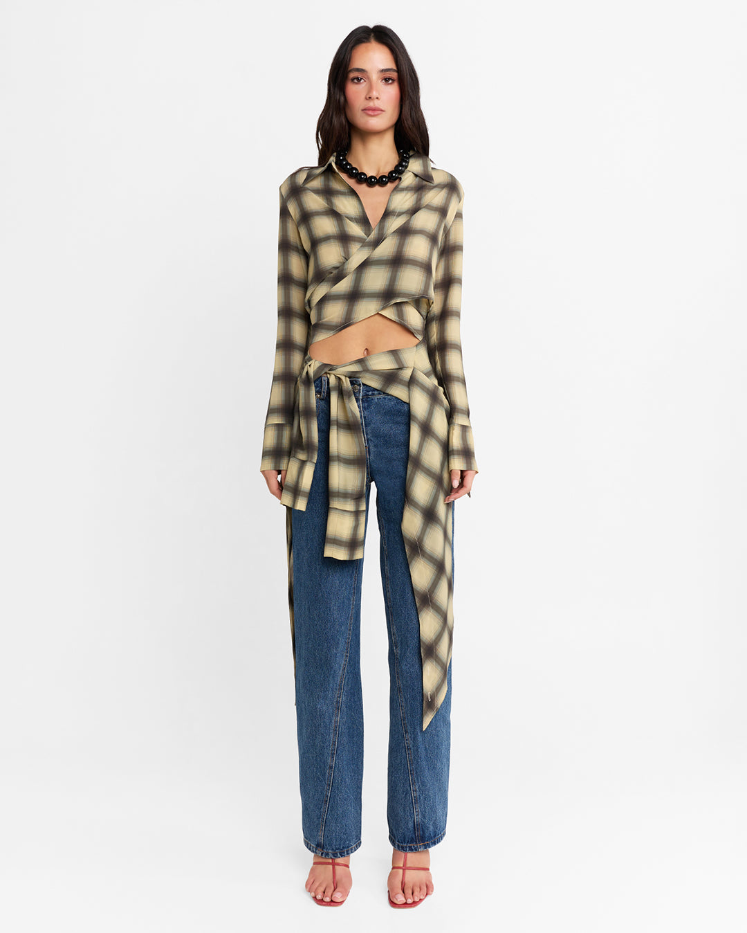 Eloise Wrap Shirt - Check by Madison the Label - view 4