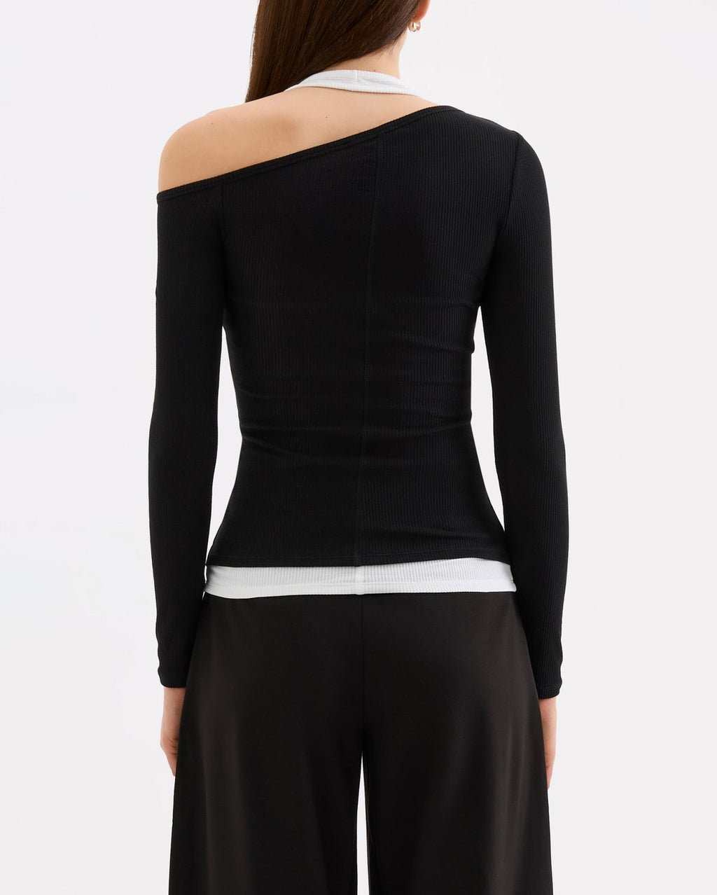 Geri Long Sleeve Top - B&W Splice - Nude Lucy