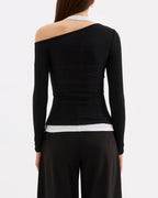 Geri Long Sleeve Top - B&W Splice - Nude Lucy