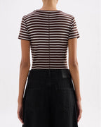 Organic Stripe Baby Tee - Choc Stripe - Nude Lucy