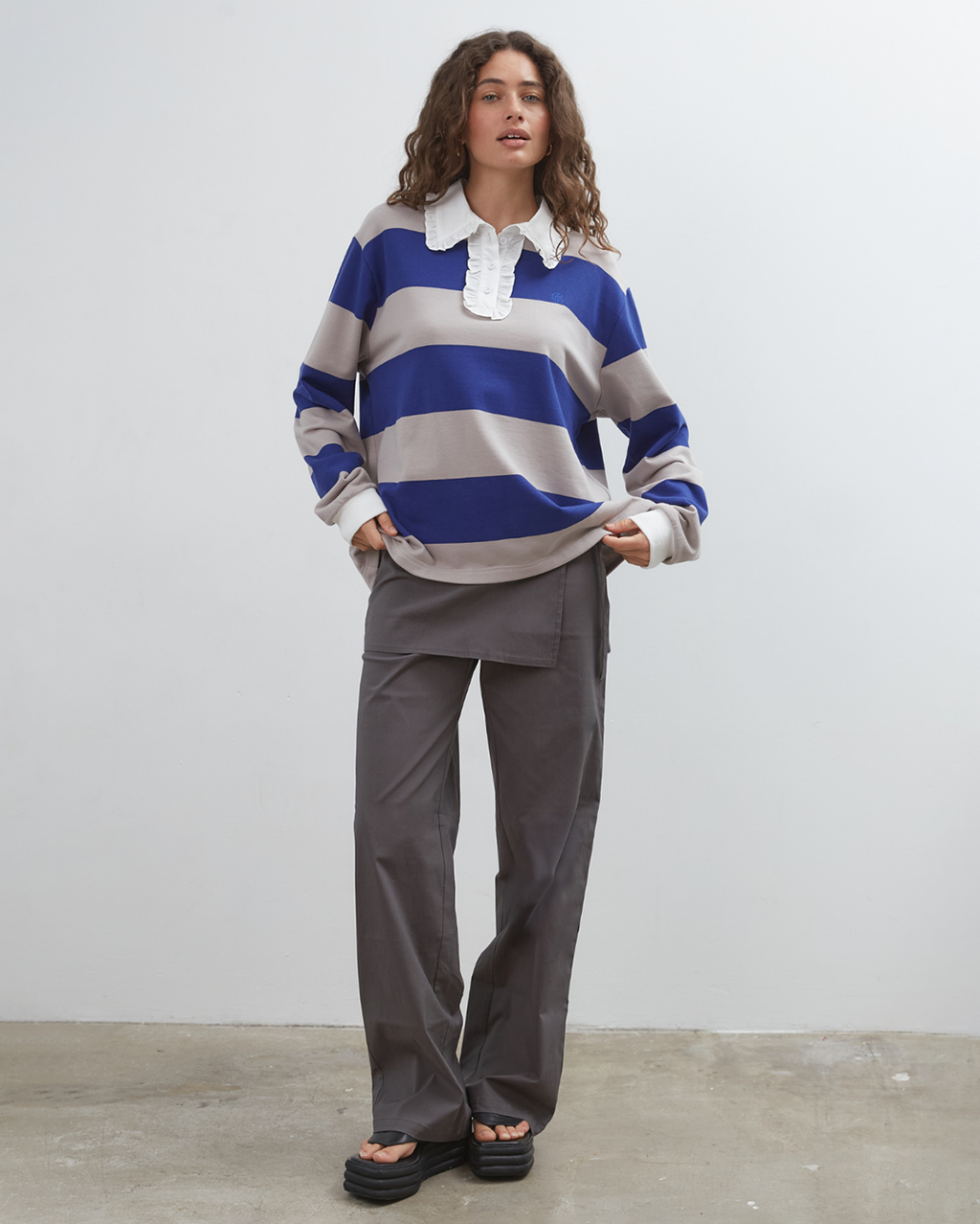Ocean Frill Polo - Navy/Grey/White - Commonplace Essentials