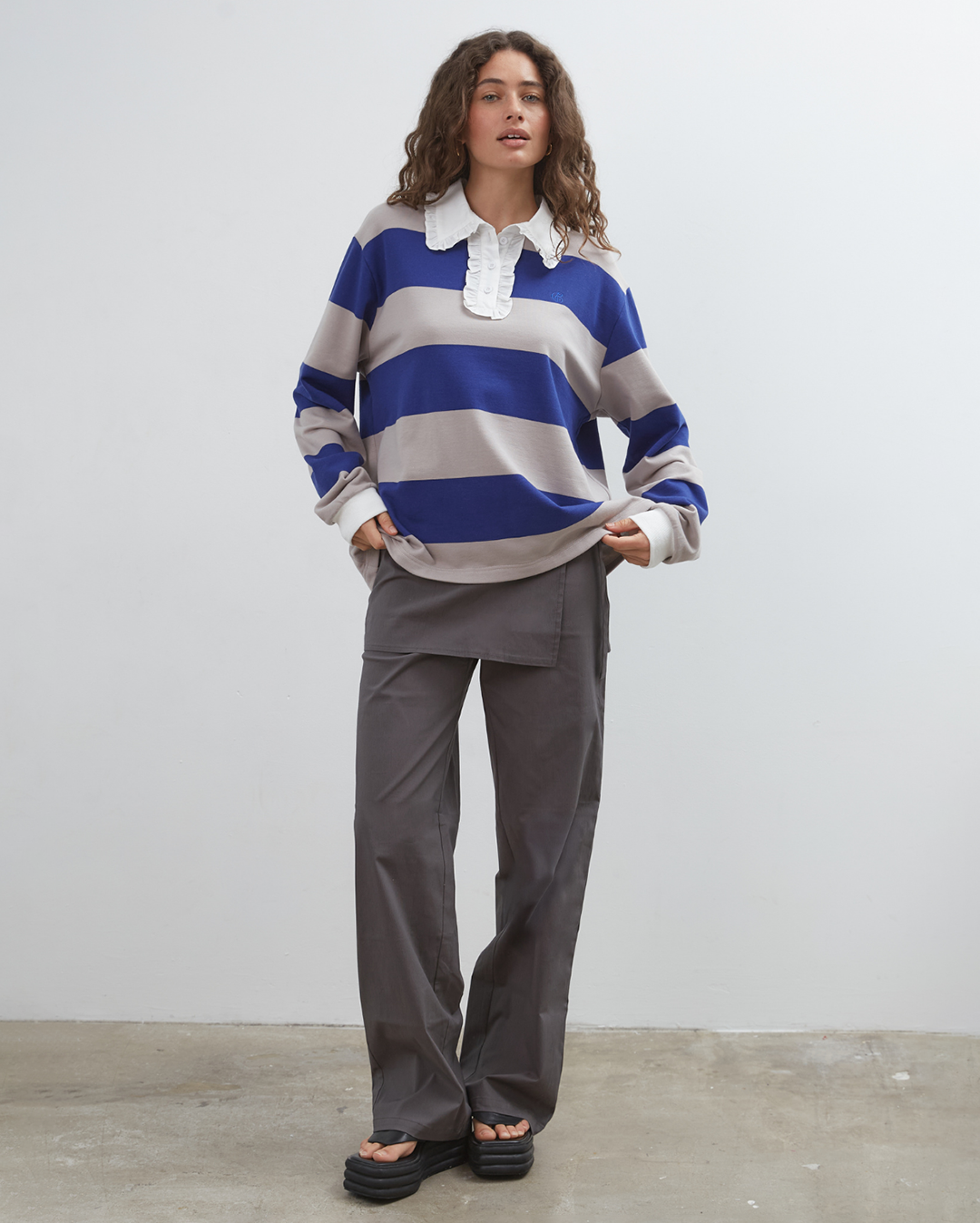 Ocean Frill Polo - Navy/Grey/White - Commonplace Essentials