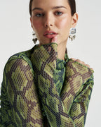 Mesh Long Sleeve Rouched Skivvy - Viper - Summi Summi