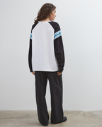 Duty Raglan L/S - Black/White/Blue - Commonplace Essentials