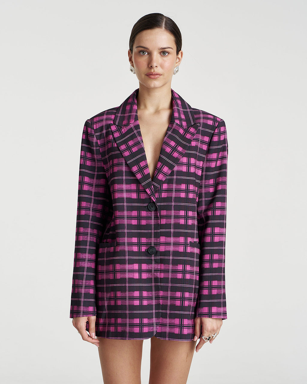 Oversized Blazer - Azalea Plaid - Summi Summi