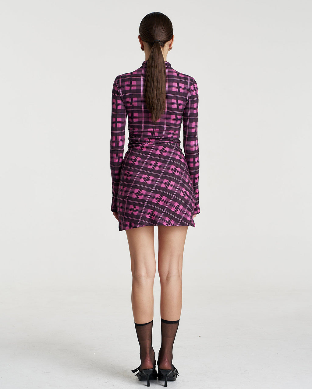 Long Sleeve Mini A-Line Dress - Azalea Plaid - Summi Summi