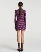 Long Sleeve Mini A-Line Dress - Azalea Plaid - Summi Summi
