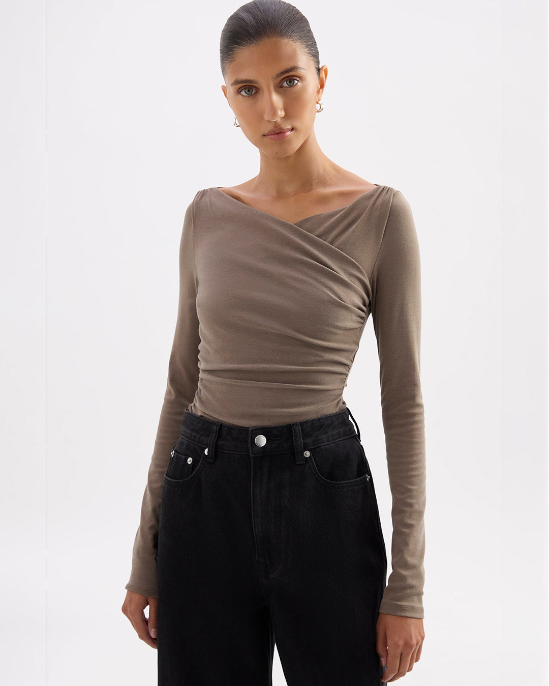 Daniya Long Sleeve Top - Truffle - Nude Lucy