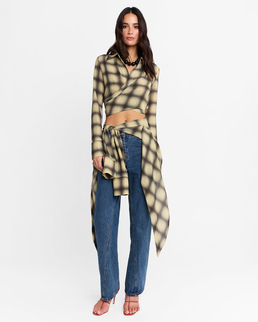 Eloise Wrap Shirt - Check by Madison the Label - view 5