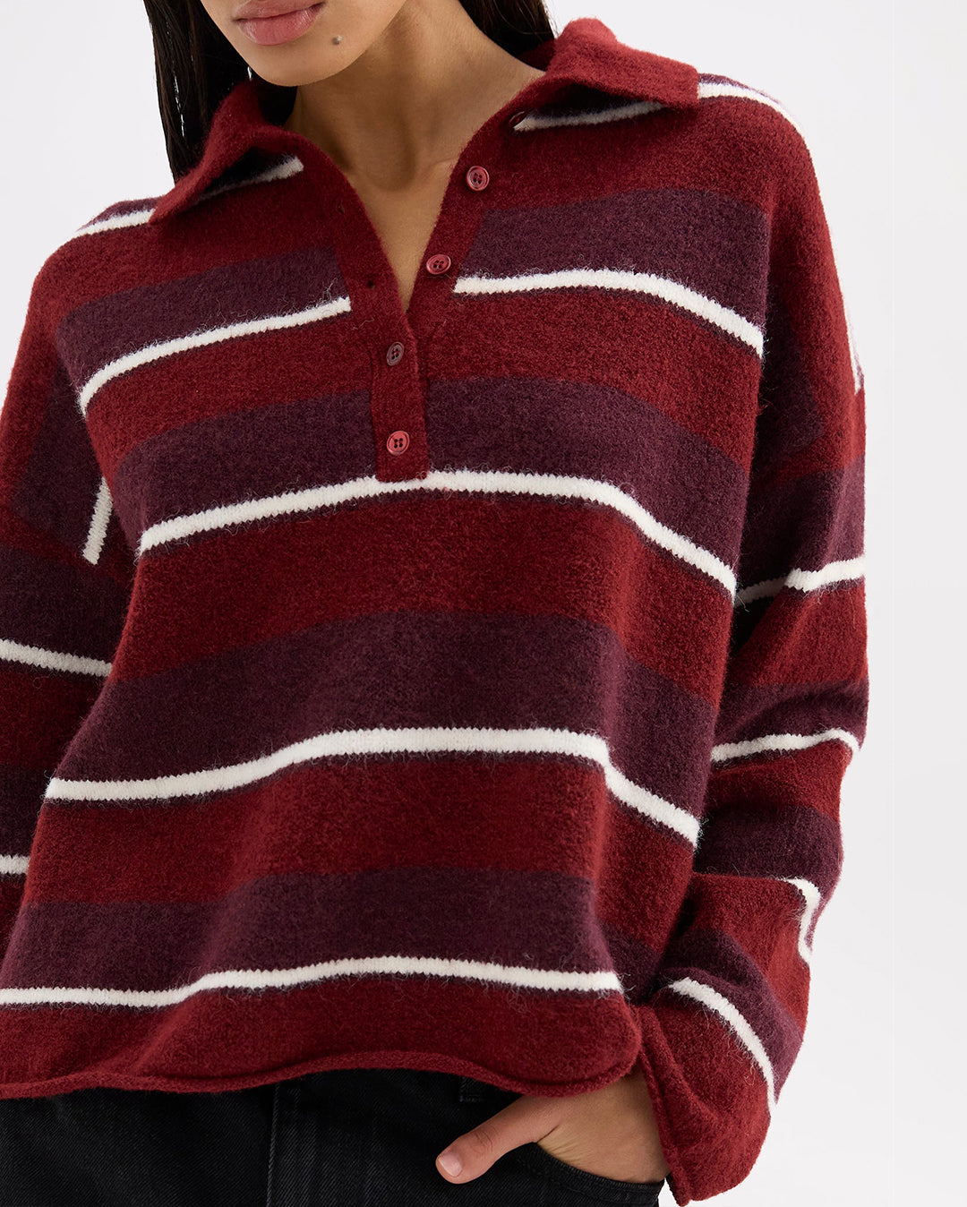 Maia Rugby Knit - Mulberry Stripe - Nude Lucy