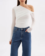 Piper Mesh Long Sleeve Top - Salt - Nude Lucy