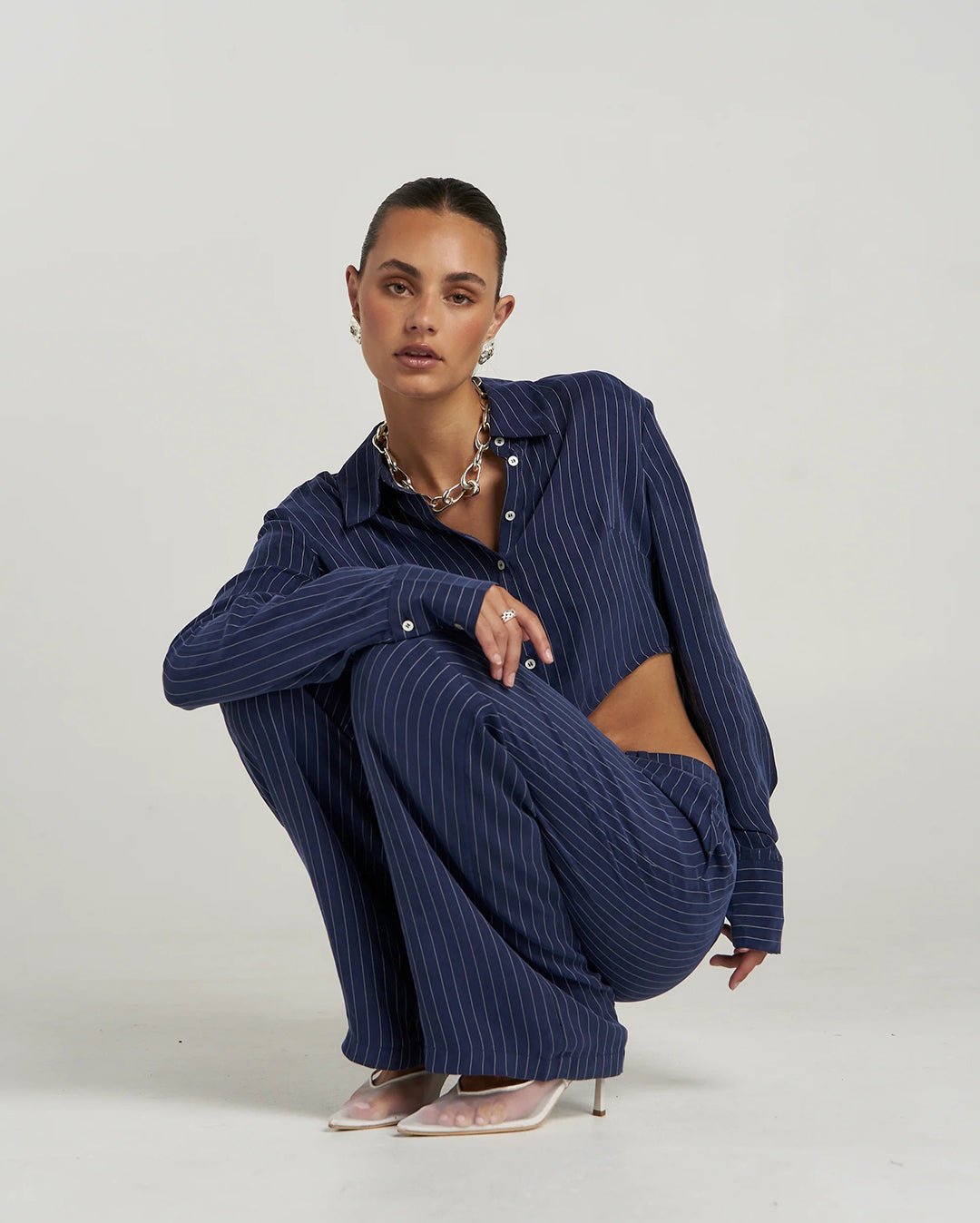 Boss Pant - Navy Pinstripe by Summi Summi - view 5