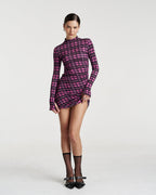Long Sleeve Mini A-Line Dress - Azalea Plaid - Summi Summi
