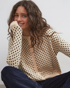 Dawn Cotton Cardigan - Beige Polka Dot - Commonplace Essentials