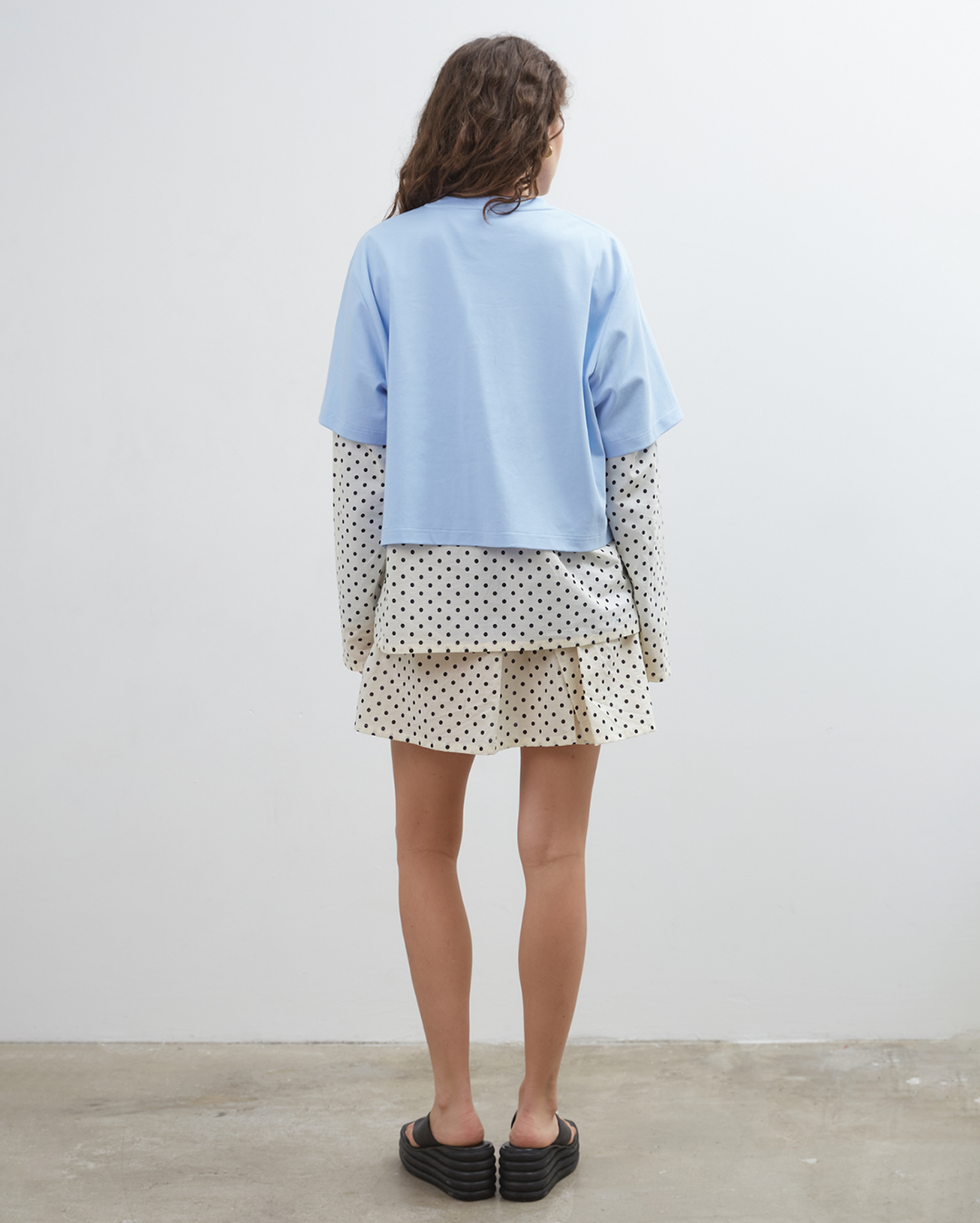 Blue Crush LS Tee - Light Blue/Polka Dot - Commonplace Essentials