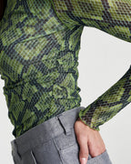 Mesh Long Sleeve Rouched Skivvy - Viper - Summi Summi