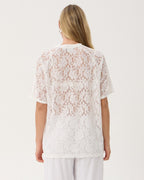 Angela - Recycled Lace Oversized Raglan Tee - White - Afends