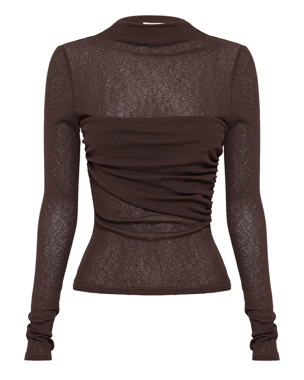 Aster Long Sleeve Mesh Top - Chocolate - Nude Lucy