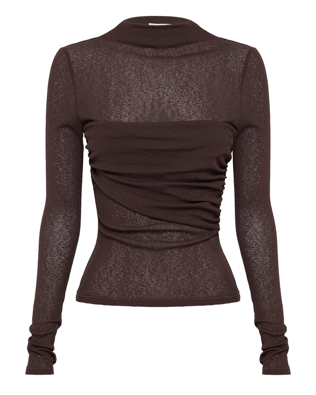 Aster Long Sleeve Mesh Top - Chocolate - Nude Lucy