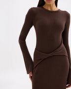 Cecile Knit Maxi Dress - Chocolate - Nude Lucy