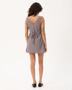 Izzy Echo - Recycled Mini Dress - Brown / Blue Check - Afends