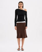 Geri Long Sleeve Top - B&W Splice - Nude Lucy