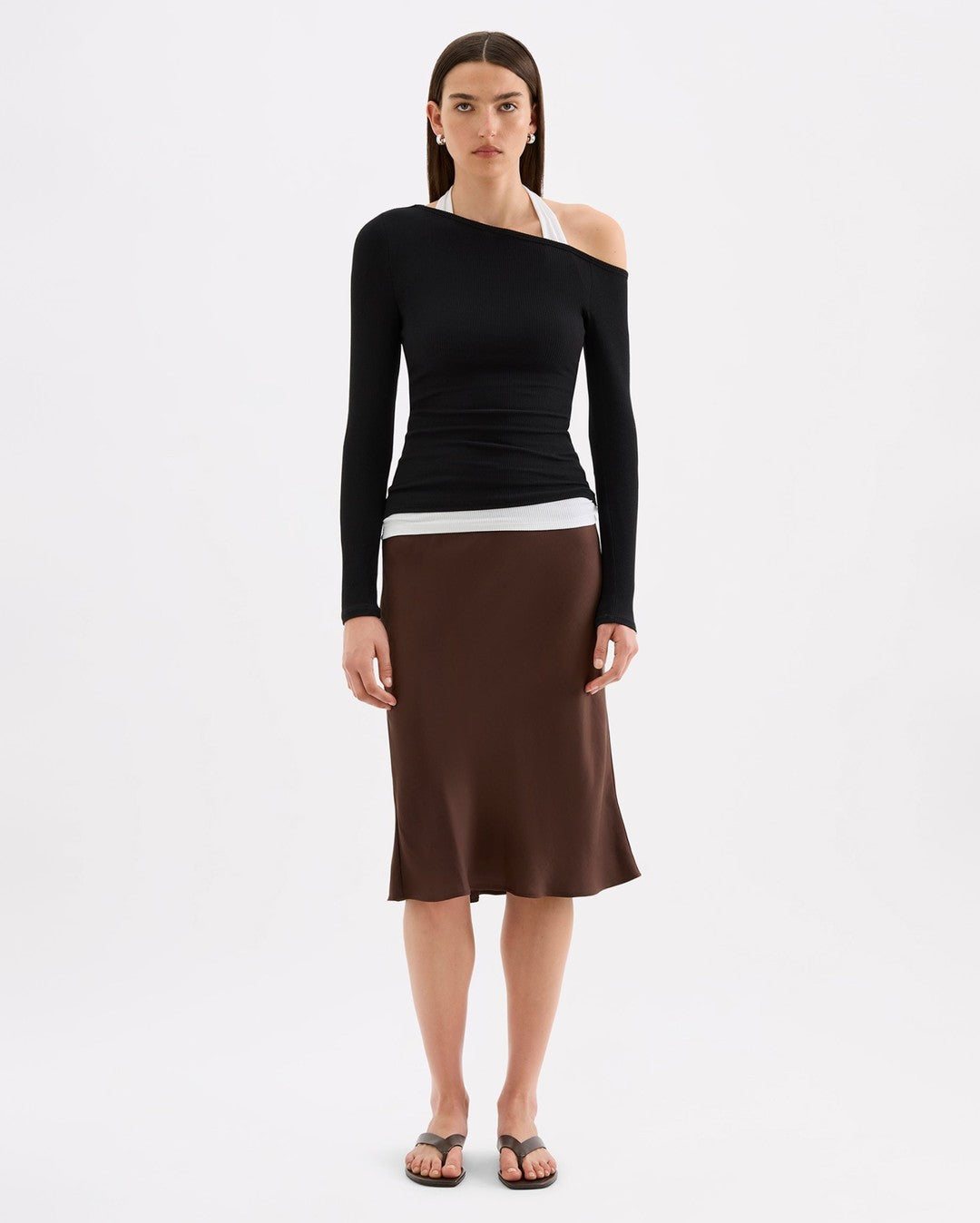 Geri Long Sleeve Top - B&W Splice - Nude Lucy