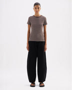 Organic Stripe Baby Tee - Choc Stripe - Nude Lucy