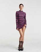 Long Sleeve Mini A-Line Dress - Azalea Plaid - Summi Summi